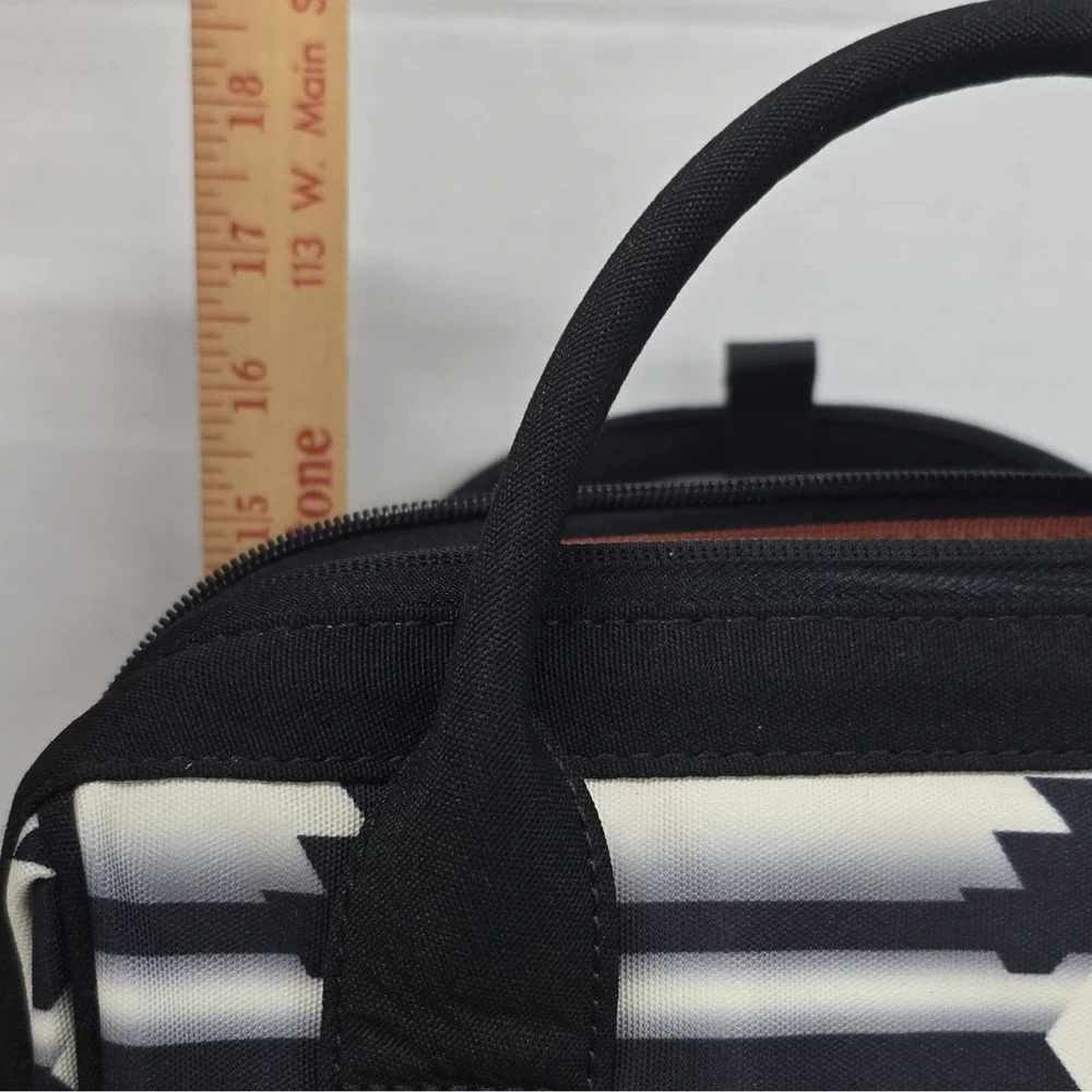 Wrangler Black & White Geometric Backpack Diaper Bag, Adjustable Strap, Pockets